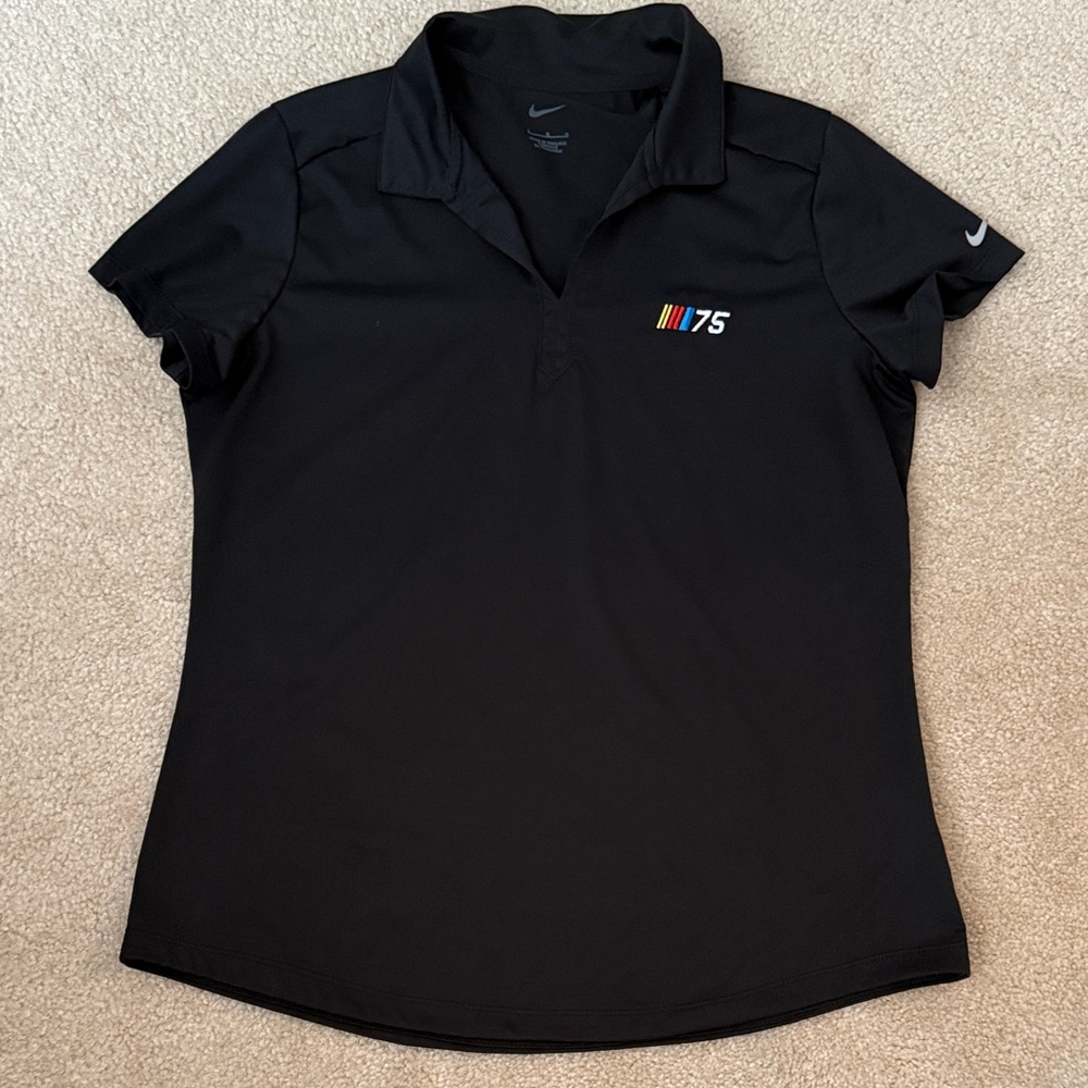 Nike Black Short-Sleeve Polo with NASCAR'75' Logo